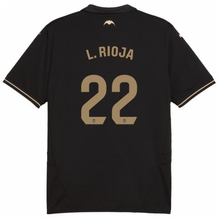 Kandiny Kinder Luis Rioja #22 Schwarz Auswärtstrikot Trikot 2024/25 T-Shirt