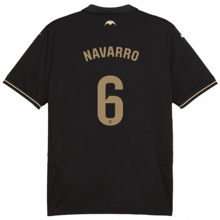 Kandiny Kinder Javi Navarro #6 Schwarz Auswärtstrikot Trikot 2024/25 T-Shirt