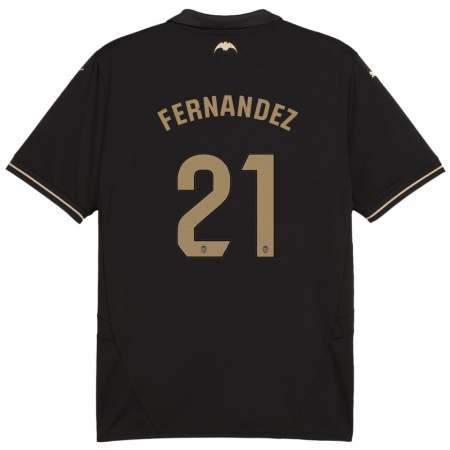 Kandiny Kinder Estela Fernández #21 Schwarz Auswärtstrikot Trikot 2024/25 T-Shirt