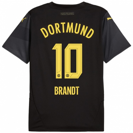 Kandiny Kinder Julian Brandt #10 Schwarz Gelb Auswärtstrikot Trikot 2024/25 T-Shirt