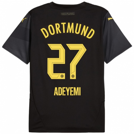 Kandiny Kinder Karim Adeyemi #27 Schwarz Gelb Auswärtstrikot Trikot 2024/25 T-Shirt