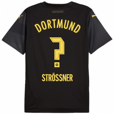 Kandiny Kinder Lenni Strößner #0 Schwarz Gelb Auswärtstrikot Trikot 2024/25 T-Shirt