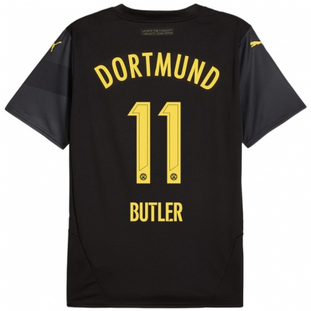 Kandiny Kinder Justin Butler #11 Schwarz Gelb Auswärtstrikot Trikot 2024/25 T-Shirt