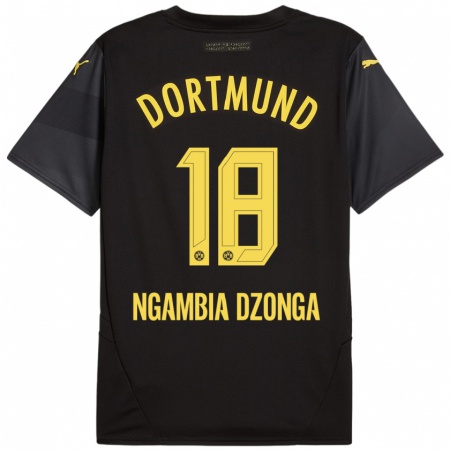 Kandiny Kinder Diego Ngambia #18 Schwarz Gelb Auswärtstrikot Trikot 2024/25 T-Shirt