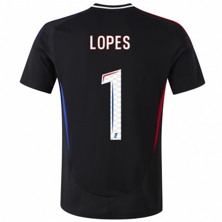 Kandiny Kinder Anthony Lopes #1 Schwarz Auswärtstrikot Trikot 2024/25 T-Shirt