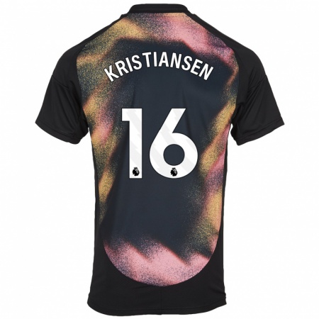 Kandiny Kinder Victor Kristiansen #16 Schwarz Weiß Auswärtstrikot Trikot 2024/25 T-Shirt