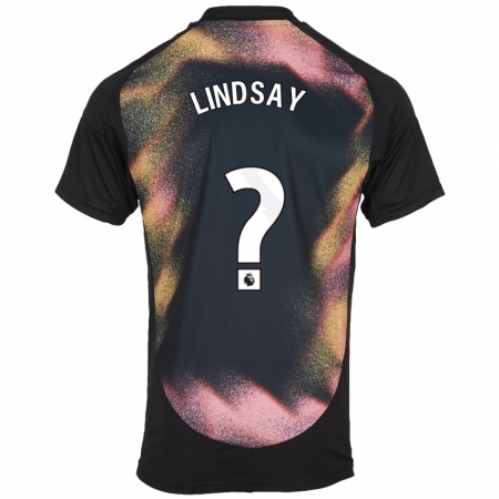 Kandiny Kinder Jahmari Lindsay #0 Schwarz Weiß Auswärtstrikot Trikot 2024/25 T-Shirt