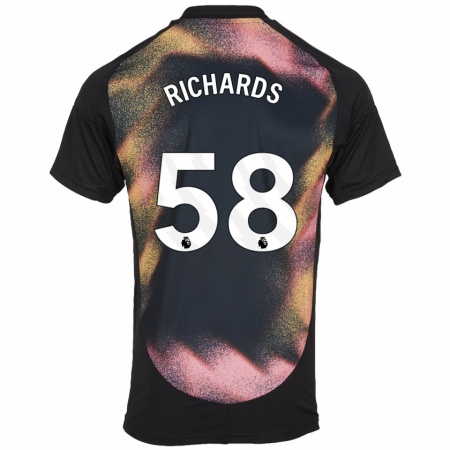 Kandiny Kinder Amani Richards #58 Schwarz Weiß Auswärtstrikot Trikot 2024/25 T-Shirt