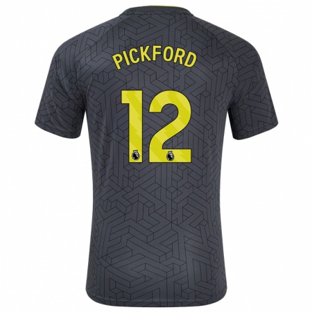 Kandiny Kinder Jordan Pickford #12 Schwarz Gelb Auswärtstrikot Trikot 2024/25 T-Shirt