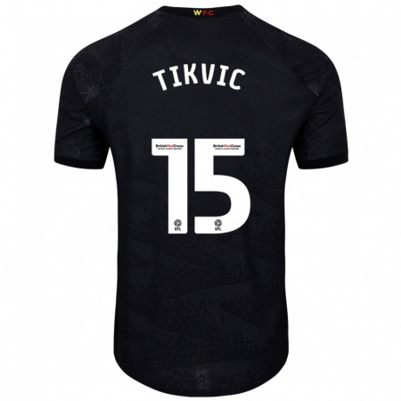 Kandiny Kinder Antonio Tikvic #15 Schwarz Weiß Auswärtstrikot Trikot 2024/25 T-Shirt