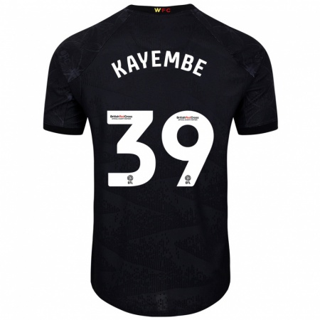 Kandiny Kinder Edo Kayembe #39 Schwarz Weiß Auswärtstrikot Trikot 2024/25 T-Shirt