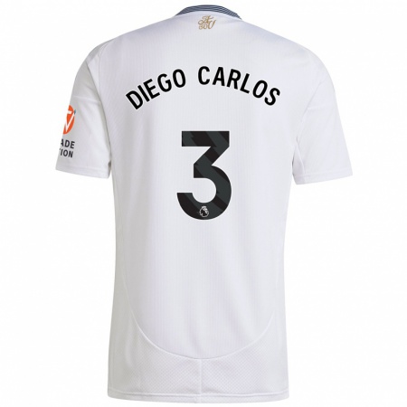 Kandiny Kinder Diego Carlos #3 Weiß Auswärtstrikot Trikot 2024/25 T-Shirt