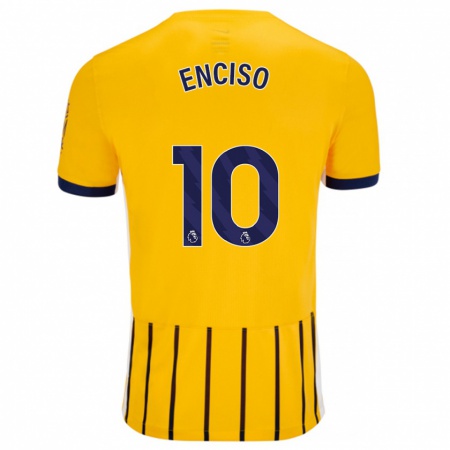 Kandiny Kinder Julio Enciso #10 Gold Blau Nadelstreifen Auswärtstrikot Trikot 2024/25 T-Shirt