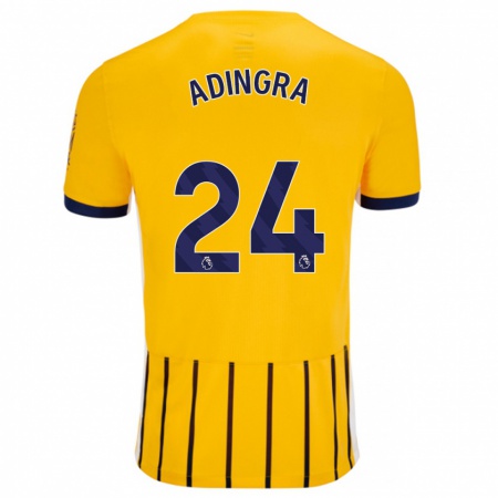 Kandiny Kinder Simon Adingra #24 Gold Blau Nadelstreifen Auswärtstrikot Trikot 2024/25 T-Shirt