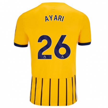 Kandiny Kinder Yasin Ayari #26 Gold Blau Nadelstreifen Auswärtstrikot Trikot 2024/25 T-Shirt