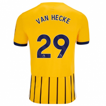 Kandiny Kinder Jan Paul Van Hecke #29 Gold Blau Nadelstreifen Auswärtstrikot Trikot 2024/25 T-Shirt