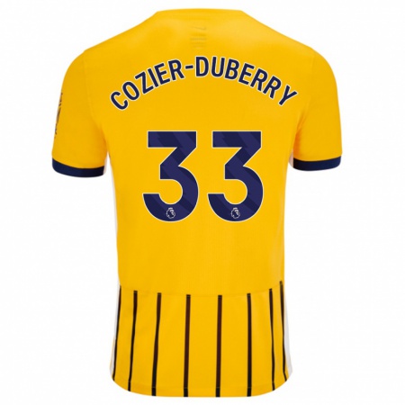 Kandiny Kinder Amario Cozier-Duberry #33 Gold Blau Nadelstreifen Auswärtstrikot Trikot 2024/25 T-Shirt