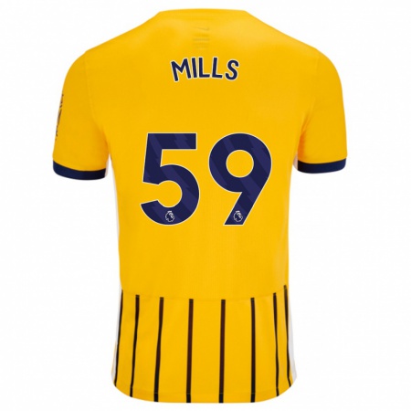 Kandiny Kinder Harry Mills #59 Gold Blau Nadelstreifen Auswärtstrikot Trikot 2024/25 T-Shirt