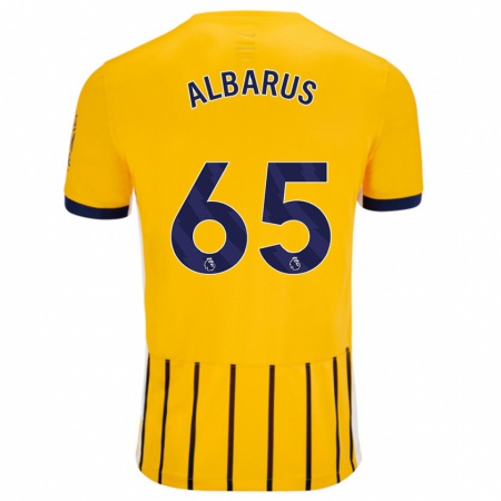 Kandiny Kinder Zane Albarus #65 Gold Blau Nadelstreifen Auswärtstrikot Trikot 2024/25 T-Shirt