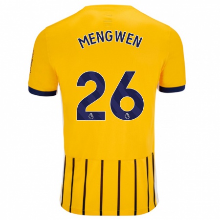 Kandiny Kinder Li Mengwen #26 Gold Blau Nadelstreifen Auswärtstrikot Trikot 2024/25 T-Shirt