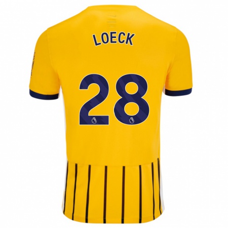 Kandiny Kinder Melina Loeck #28 Gold Blau Nadelstreifen Auswärtstrikot Trikot 2024/25 T-Shirt