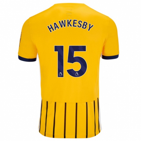 Kandiny Kinder Mackenzie Hawkesby #15 Gold Blau Nadelstreifen Auswärtstrikot Trikot 2024/25 T-Shirt