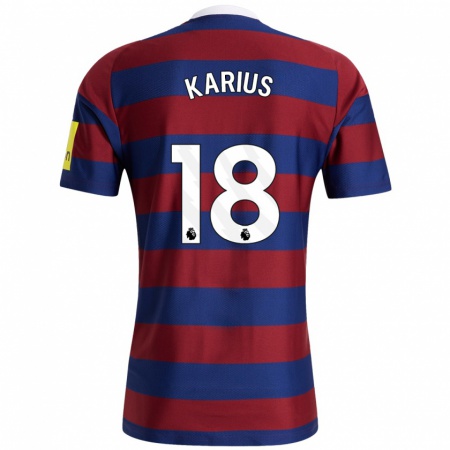 Kandiny Kinder Loris Karius #18 Burgunderrot Marineblau Auswärtstrikot Trikot 2024/25 T-Shirt