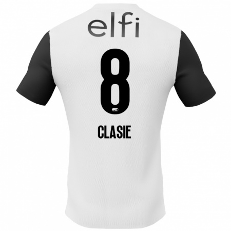 Kandiny Kinder Jordy Clasie #8 Weiß Schwarz Auswärtstrikot Trikot 2024/25 T-Shirt