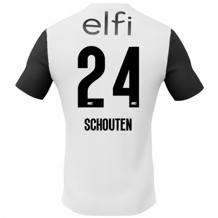 Kandiny Kinder Lewis Schouten #24 Weiß Schwarz Auswärtstrikot Trikot 2024/25 T-Shirt