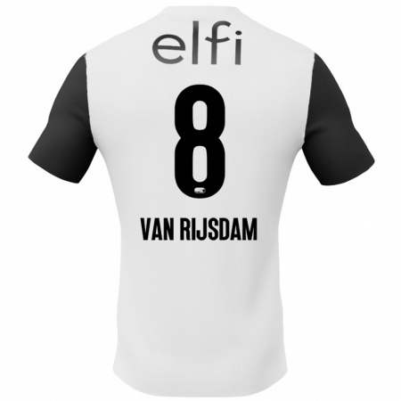 Kandiny Kinder Julian Van Rijsdam #8 Weiß Schwarz Auswärtstrikot Trikot 2024/25 T-Shirt