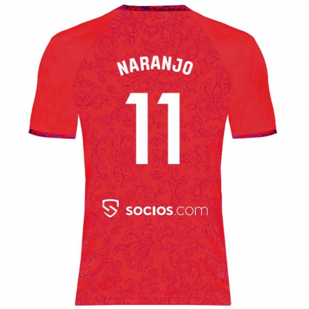 Kandiny Kinder Mario Naranjo #11 Rot Auswärtstrikot Trikot 2024/25 T-Shirt