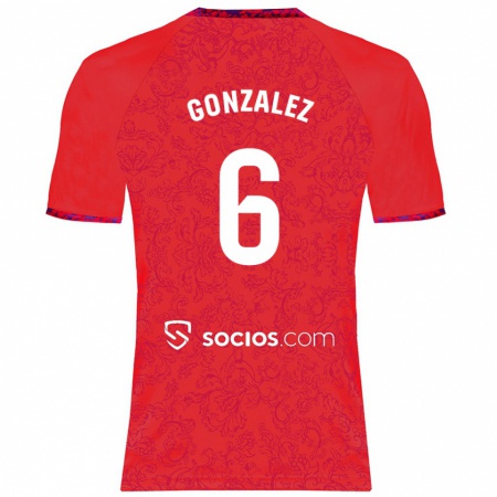 Kandiny Kinder Pamela González #6 Rot Auswärtstrikot Trikot 2024/25 T-Shirt