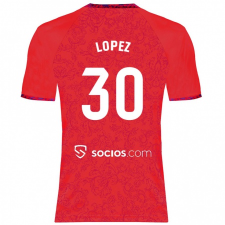 Kandiny Kinder Alba López #30 Rot Auswärtstrikot Trikot 2024/25 T-Shirt