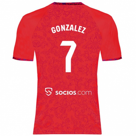 Kandiny Kinder Juan González #7 Rot Auswärtstrikot Trikot 2024/25 T-Shirt