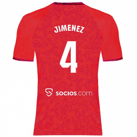 Kandiny Kinder Diego Jiménez #4 Rot Auswärtstrikot Trikot 2024/25 T-Shirt