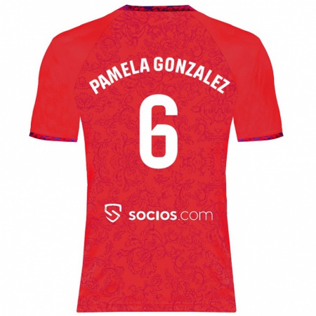 Kandiny Kinder Cinthia Pamela González Medina #6 Rot Auswärtstrikot Trikot 2024/25 T-Shirt