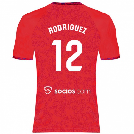 Kandiny Kinder Lucía María Rodríguez Herrero #12 Rot Auswärtstrikot Trikot 2024/25 T-Shirt