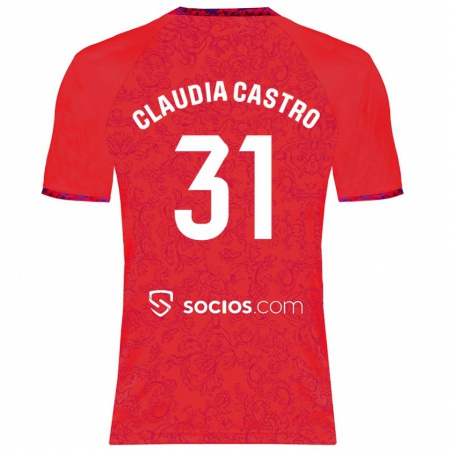 Kandiny Kinder Claudia Castro Romero #31 Rot Auswärtstrikot Trikot 2024/25 T-Shirt