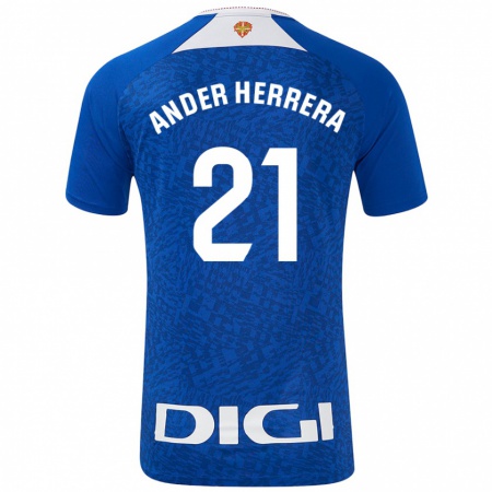 Kandiny Kinder Ander Herrera #21 Königsblau Auswärtstrikot Trikot 2024/25 T-Shirt