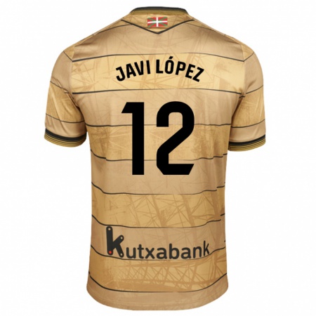 Kandiny Kinder Javi López #12 Braun Auswärtstrikot Trikot 2024/25 T-Shirt