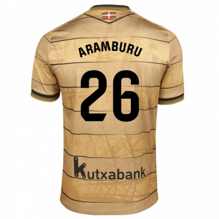 Kandiny Kinder Jon Aramburu #26 Braun Auswärtstrikot Trikot 2024/25 T-Shirt