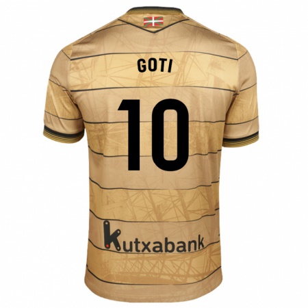 Kandiny Kinder Mikel Goti #10 Braun Auswärtstrikot Trikot 2024/25 T-Shirt