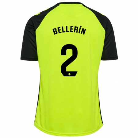 Kandiny Kinder Héctor Bellerín #2 Fluoreszierendes Gelb Schwarz Auswärtstrikot Trikot 2024/25 T-Shirt