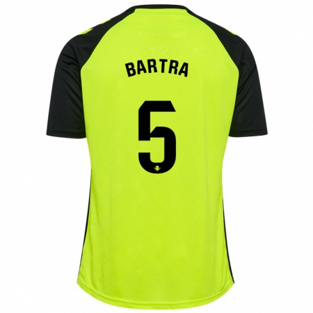 Kandiny Kinder Marc Bartra #5 Fluoreszierendes Gelb Schwarz Auswärtstrikot Trikot 2024/25 T-Shirt