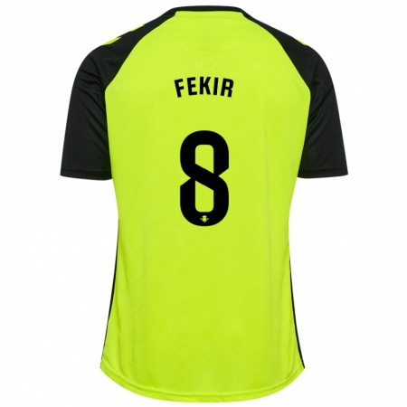 Kandiny Kinder Nabil Fekir #8 Fluoreszierendes Gelb Schwarz Auswärtstrikot Trikot 2024/25 T-Shirt