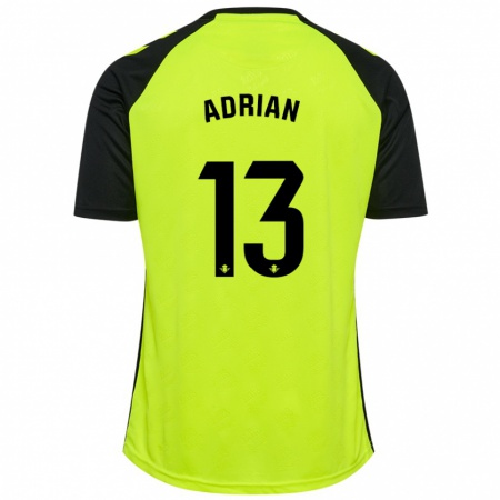 Kandiny Kinder Adrián #13 Fluoreszierendes Gelb Schwarz Auswärtstrikot Trikot 2024/25 T-Shirt