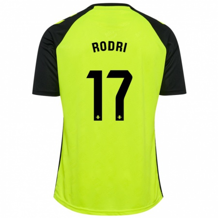 Kandiny Kinder Rodri Sánchez #17 Fluoreszierendes Gelb Schwarz Auswärtstrikot Trikot 2024/25 T-Shirt