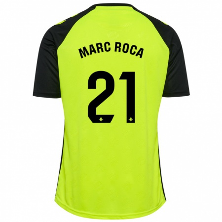 Kandiny Kinder Marc Roca #21 Fluoreszierendes Gelb Schwarz Auswärtstrikot Trikot 2024/25 T-Shirt