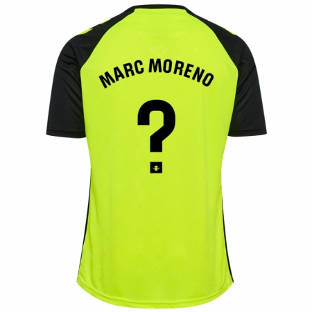 Kandiny Kinder Marc Moreno #0 Fluoreszierendes Gelb Schwarz Auswärtstrikot Trikot 2024/25 T-Shirt