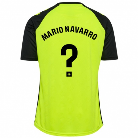 Kandiny Kinder Mario Navarro #0 Fluoreszierendes Gelb Schwarz Auswärtstrikot Trikot 2024/25 T-Shirt